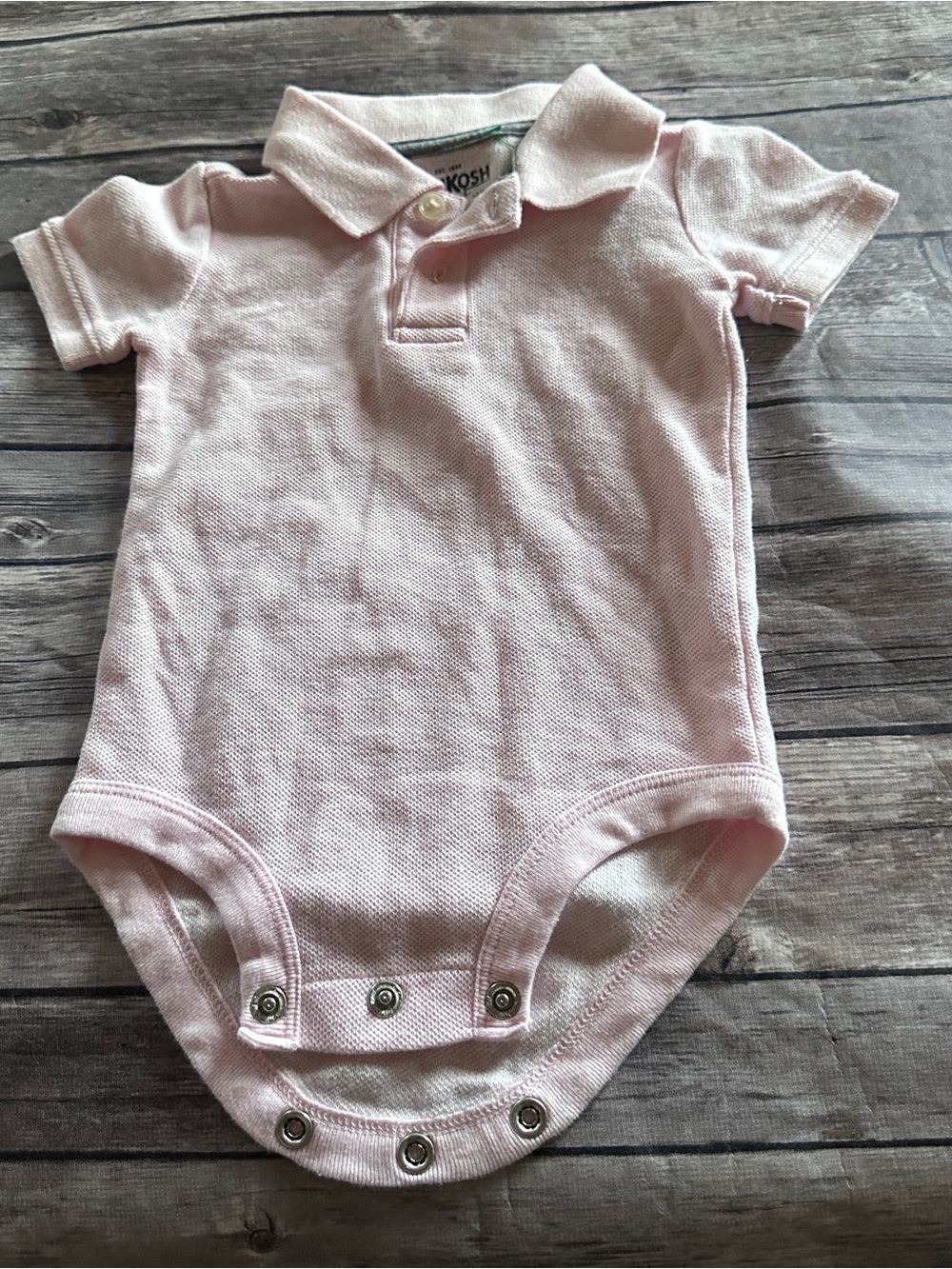 Oshkosh pink polo onesie vguc 6m